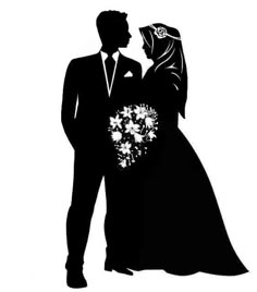 Siluet Pengantin Hijab PNG 2
